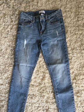 Skinny Distressed Jeans in Medium Blue by Hudson